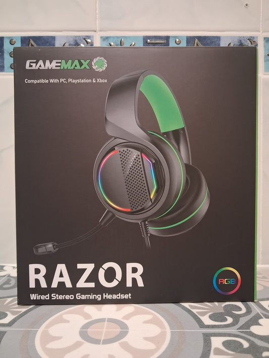 GAMEMAX RAZOR WIRED STEREO HEADSET 40 MM DRIVERS with MIC RGB LED